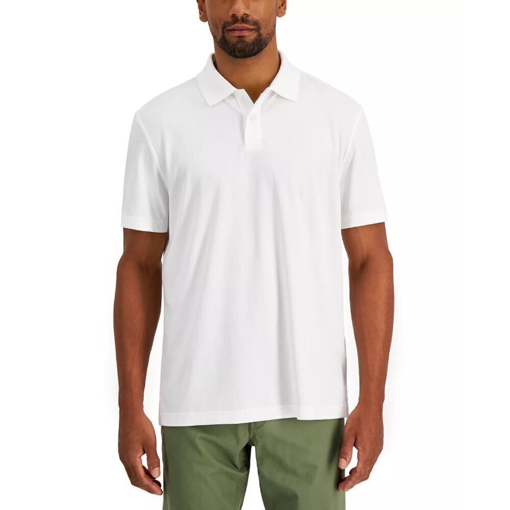 Alfani Mens Size XL Regular-Fit Solid‎ Supima Blend Cotton Polo Shirt White 2522